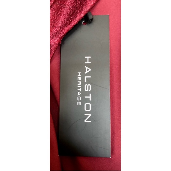 🆕 HALSTON HERITAGE Cross Neck Twill Evening Gown in Cranberry Size 2 - Picture 4 of 6